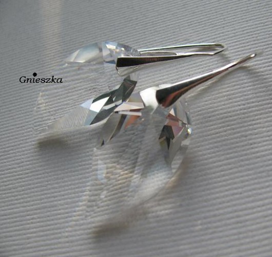 Kolczyki Swarovski LODOWE LIŚCIE   gnieszka