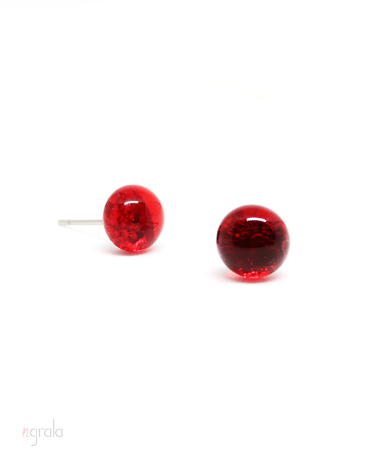 kolczyki szklane Kolczyki Transparent Red Drop