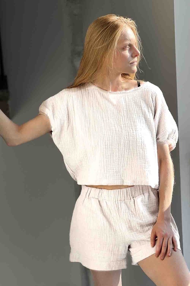 topy damskie Oversizowy Top  lniany muslin