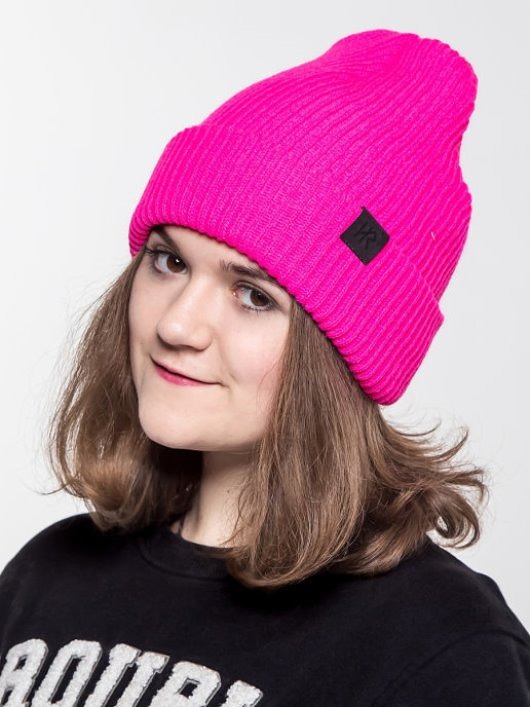 czapki damskie Czapka dziana DRILL NEON PINK