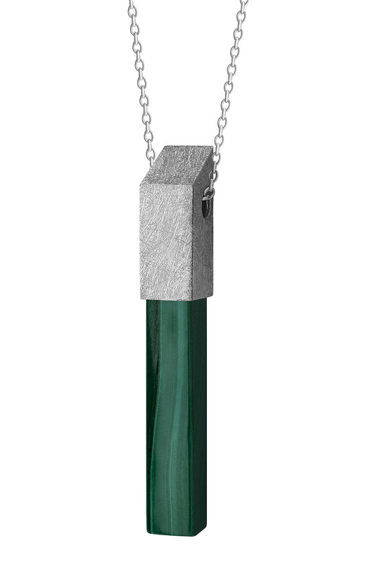 wisiory Wisiorek krótki z kolekcji EDGY/ SILVER/malachit