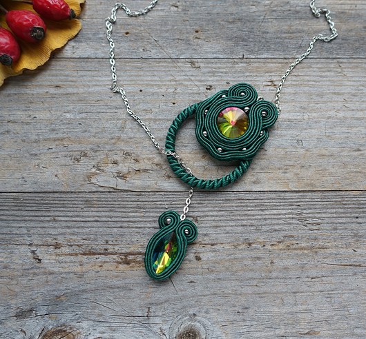 Zielony  Minimal- naszyjnik soutache Mró Soutache