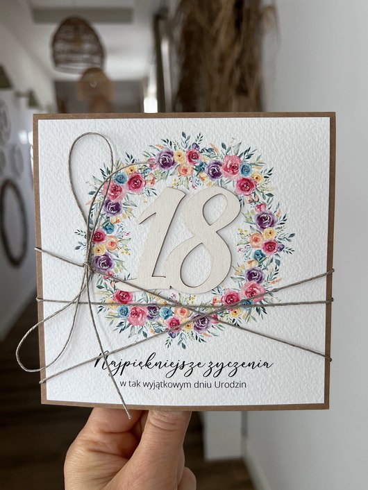 kartki scrapbooking Wyjątkowa ręcznie robiona kartka na 18-ste urodziny, osiemnastka, pomysł na p