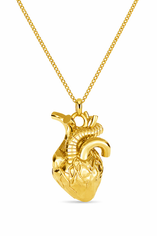 złote naszyjniki Naszyjnik LUDZKIE SERCE- srebro złocone