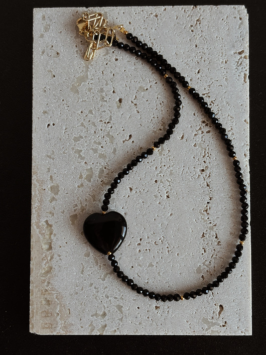 złote naszyjniki Naszyjnik Onyks Serce