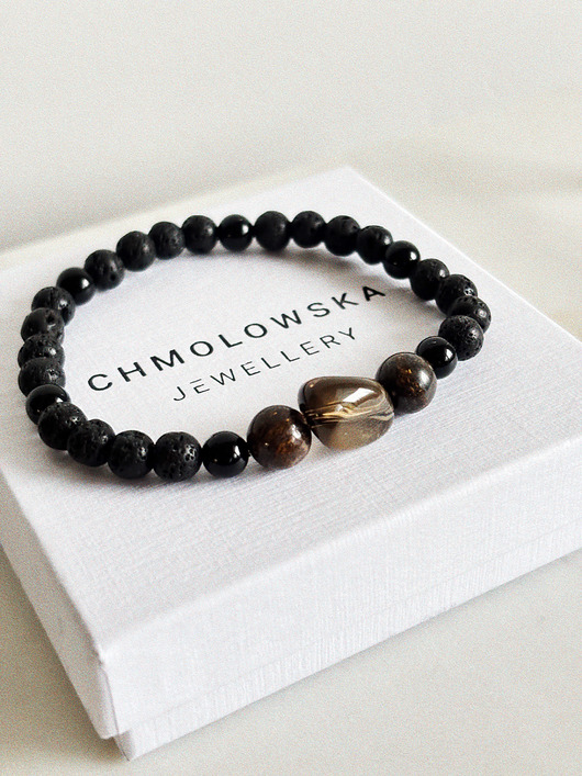 biżuteria męska Bransoletka męska Kwarc Dymny