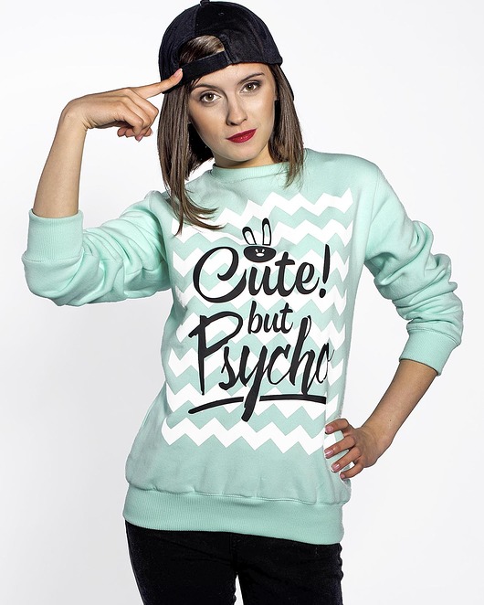 Bluza Miętowa ,,Cute But Psycho” ŁAP NAS