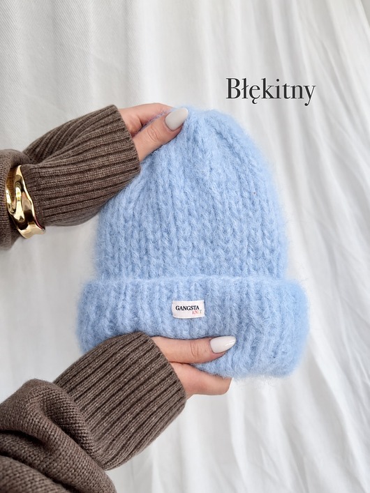 czapki damskie Puszysta czapka Cloud wełna merino alpaka *błękitny*