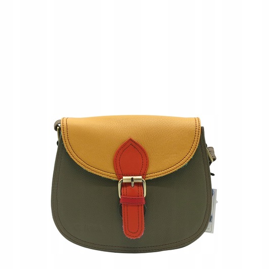 torby na ramię Damska listonoszka skórzana ze skrawków elegancka poręczna eko OLIVKA