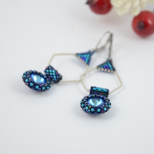kolczyki - inne Geometric wings navy