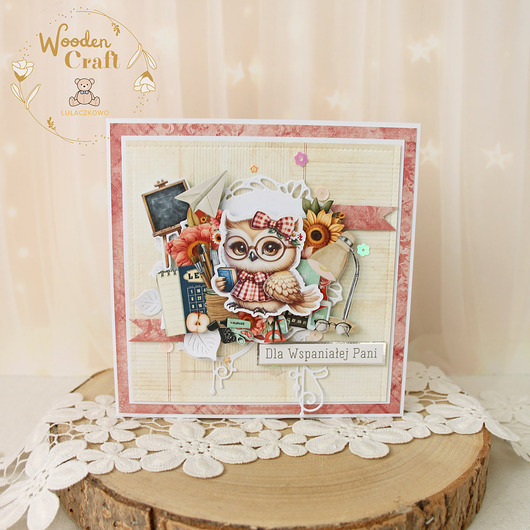 kartki scrapbooking Kartka Zakończenie Roku Szkolnego, dla nauczyciela wychowawcy "Sowa 4"