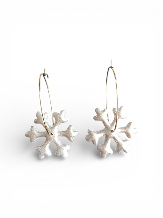 kolczyki z masy plastycznej Kolczyki śnieżynki z gliny polimerowej