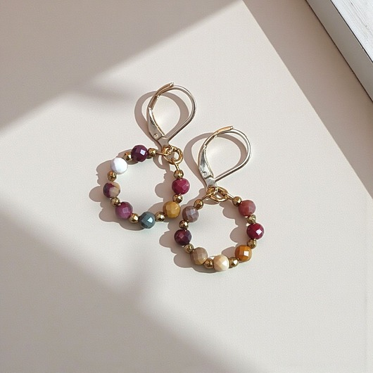 kolczyki z kamieniami Kolczyki : mokait : wianki : delikatne