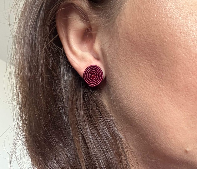 kolczyki soutache Bordowe kolczyki soutache 