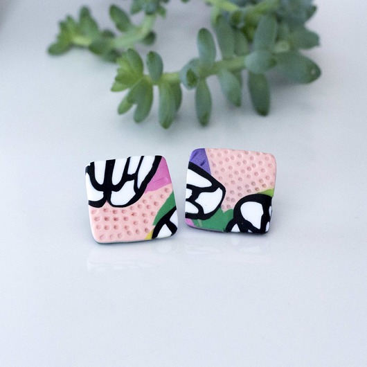 piękne kolorowe kolczyki handmade Hellaclay