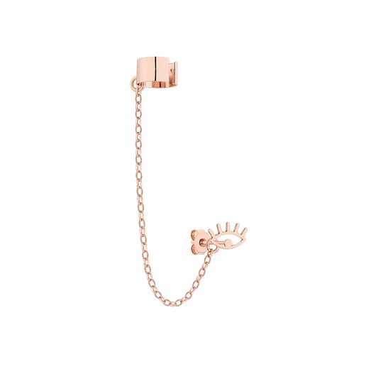 nausznice Nausznica w różowym złocie łańcuszkiem i okiem