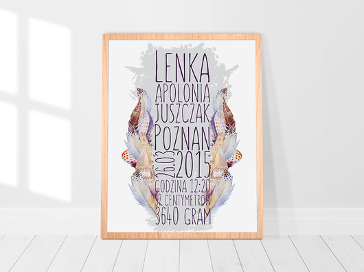 Metryczka narodzin dziecka - Boho Styl - A3 Bajkowe Obrazki