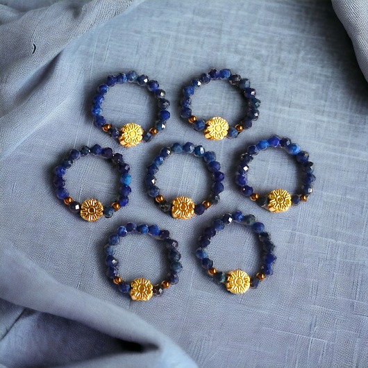 pierścionki elastyczne Pierścionek : lapis lazuli & złoty hematyt