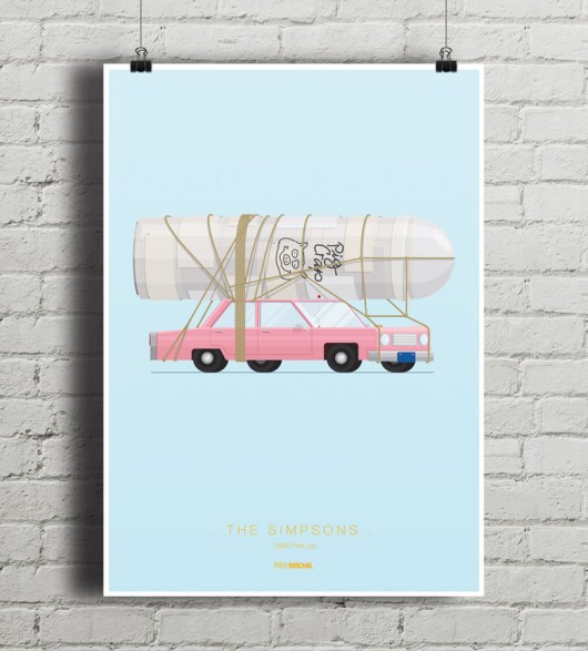 The Simpsons - Pink Car - plakat A4 minimalmill