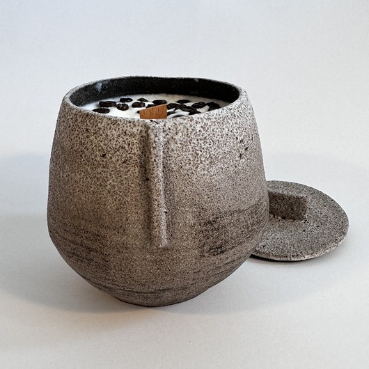 świeczniki i świece Ceramiczna świeca zapachowa - kawa - styl wabi sabi