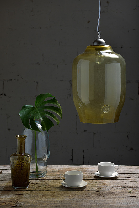 lampy wiszące Szklana lampa wisząca BEE oliwkowa