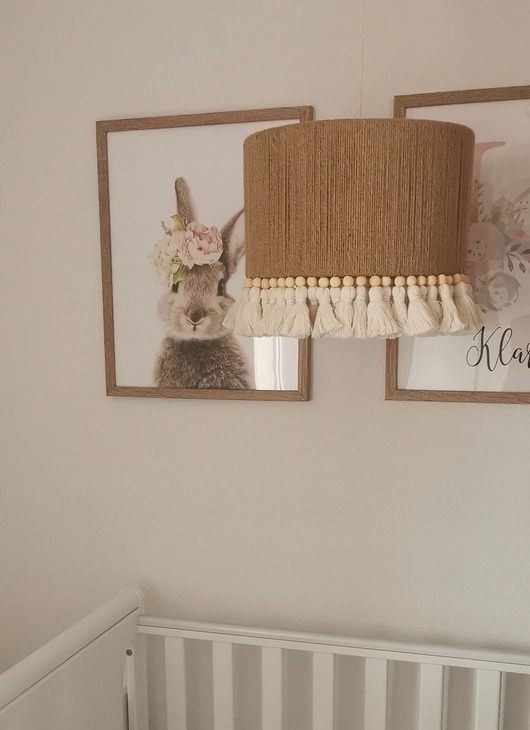 lampy wiszące Abażur wiszący makrama juta, koraliki boho 35 cm