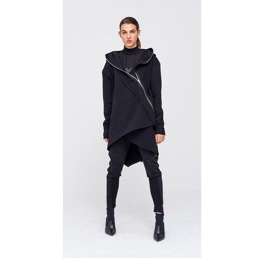 bluza z kapturem damska Kapturnik Gruby Czarny