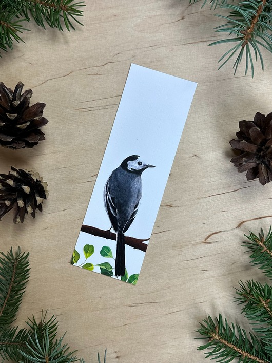 zakładki do książek Zakładka do książki z pliszką siwą