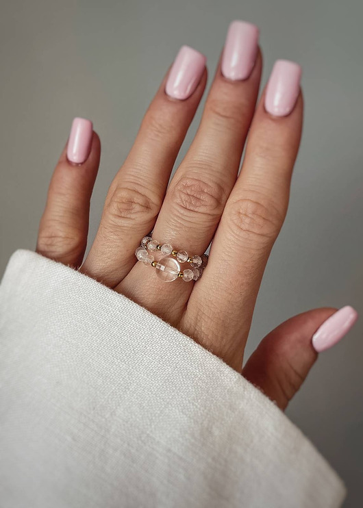 pierścionki elastyczne Zestaw Dwóch Pierścionków z Kamieni Naturalnych - Kryształ Górski