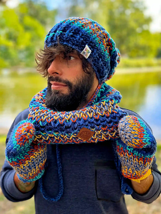 akcesoria - inne Męskie rękawiczki MERINO 50% ,,Górski potok