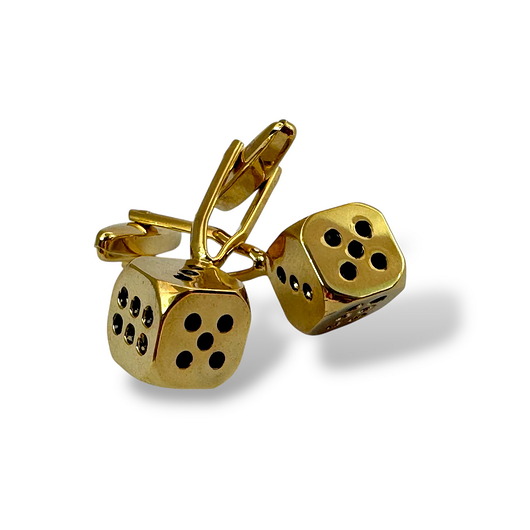 spinki do mankietów Spinki do mankietów - KOSTKI DLA GRACZA (złote) - stal