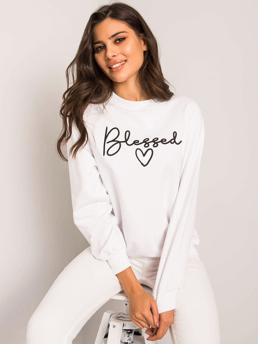 bluza bez kaptura damska Biała bluza z napisem Ercolano