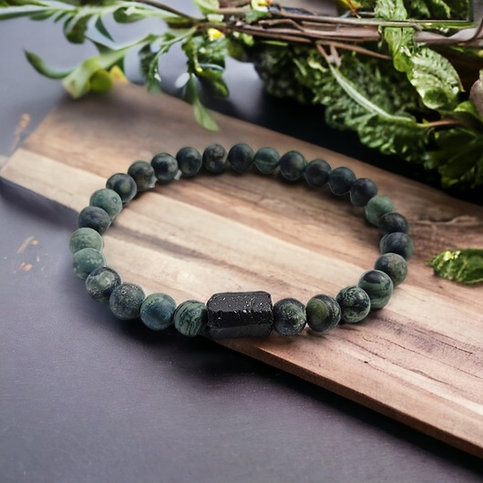 biżuteria męska Męska : jaspis kambaba & turmalin : ochronna bransoletka