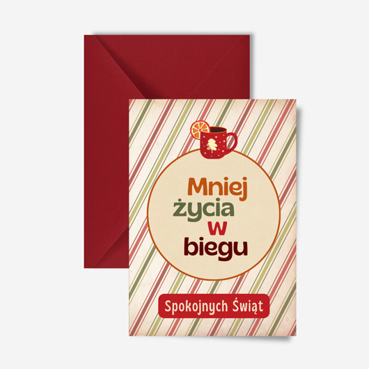 kartki świąteczne Kartka świąteczna z bombką, mniej życia w biegu