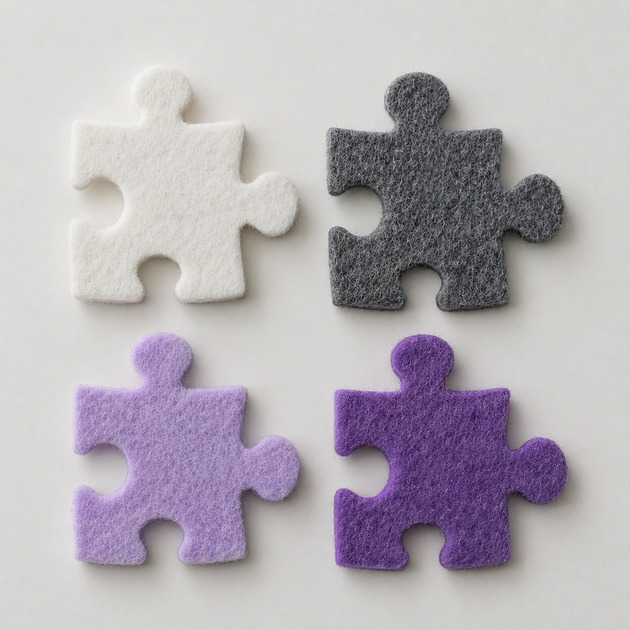 broszki Zamówienie - cztery broszki w kształcie puzzli