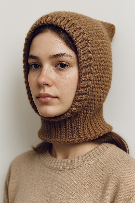 czapki damskie Balaclava kominiarka kaptur zamiast czapki z wełną merino