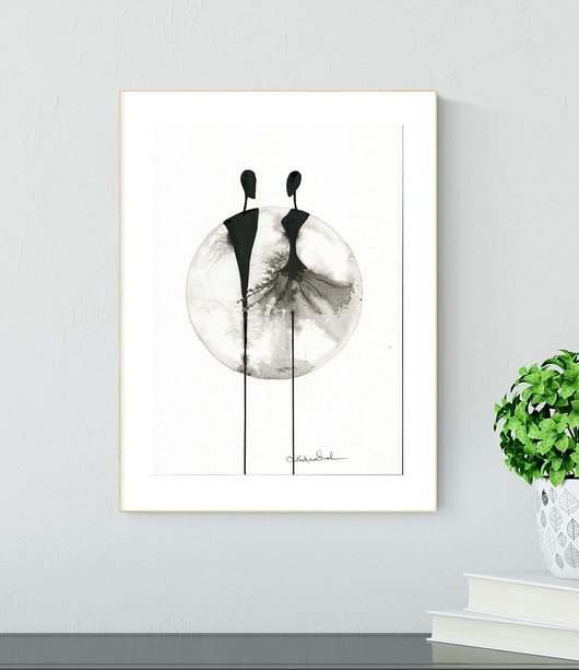 grafika A4 wykonana ręcznie, abstrakcja, Krystyna Siwek Art