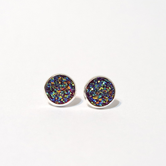 kolczyki z żywicy Kolczyki mini - Druzy burgund - sztyfty