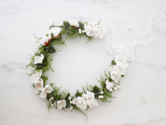 Komunijny wianek na głowę boho Lola White
