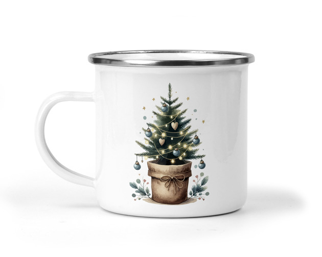 kubki Świąteczny kubek metalowy choinka 11
