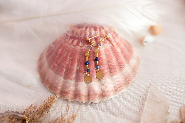 Kolczyki Zodiac Panna Ametyst Tygrysie Oko Lapis w hand works