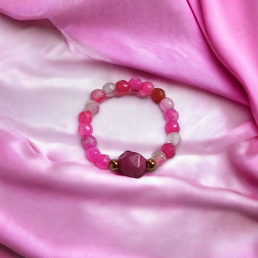 pierścionki elastyczne Pierścionek : PINK : agat, tygrysie oko