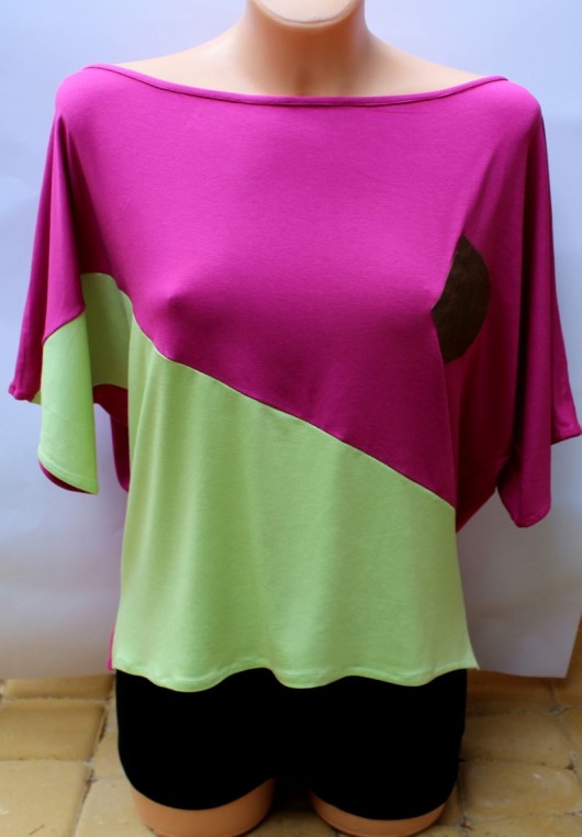 Dwukolorowy T-shirt overisize Lambear