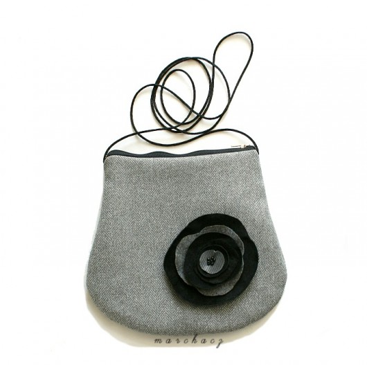 Mini torebka _grey wool_3 Manufaktura broszki