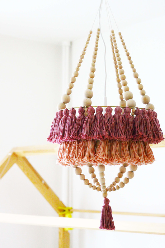 lampy wiszące Lampa Abażur Boho z Chwostami -Katja różowy
