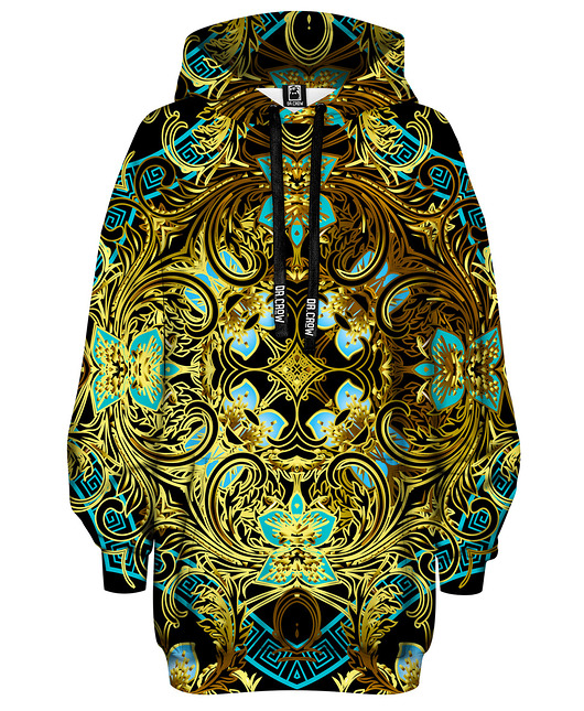 bluza z kapturem damska Bluza Oversize Tunika DR.CROW Golden Damascus