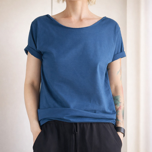 t-shirt damskie Jasny granat Oversize