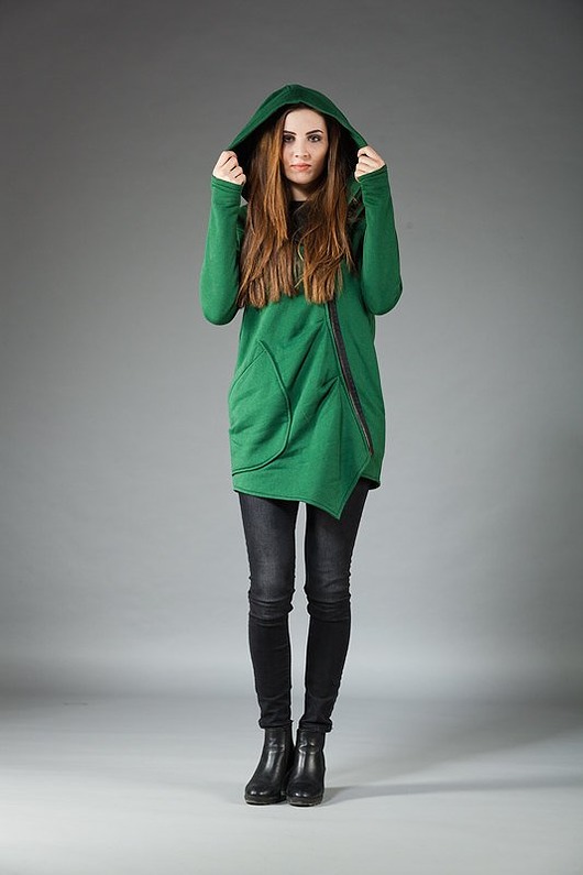 bluza z kapturem damska Bluza damska asymetryczna długa bluza bawełniana