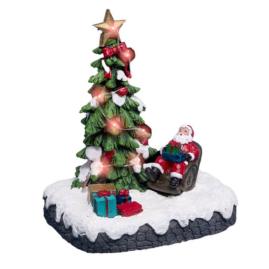 dekoracje świąteczne Dekoracja - scenka LED Mikołaj w fotelu pod choinką