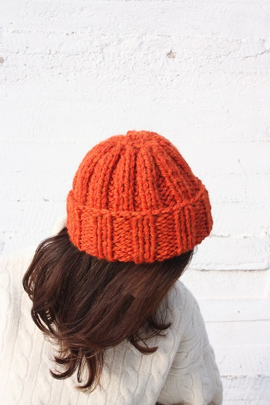 czapki damskie Czapka  beanie wełna peruwiańska alpaka pomarańcz